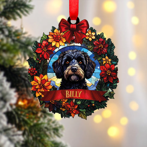Cockapoo Black Wreath Christmas Decoration